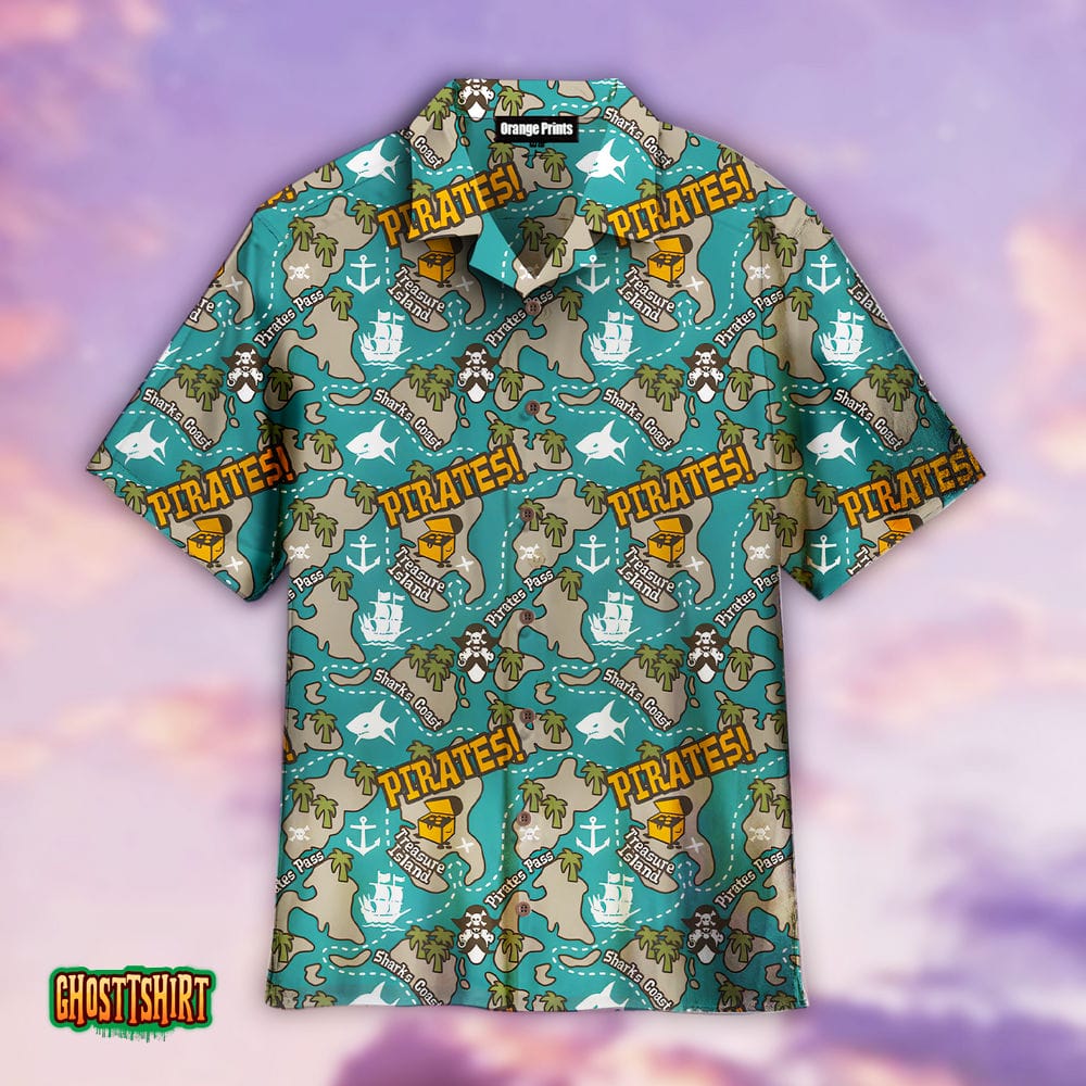Pirates Treasure Island Seamless Aloha Hawaiian Shirt