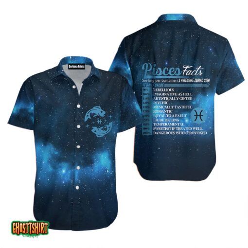 Pisces Horoscope Galaxy Dark Blue Aloha Hawaiian Shirt