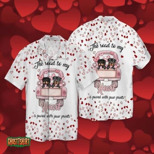 Pitbull Love The Road To My Heart Is Paved With Paw Prints White Aloha Hawaiian Shirt