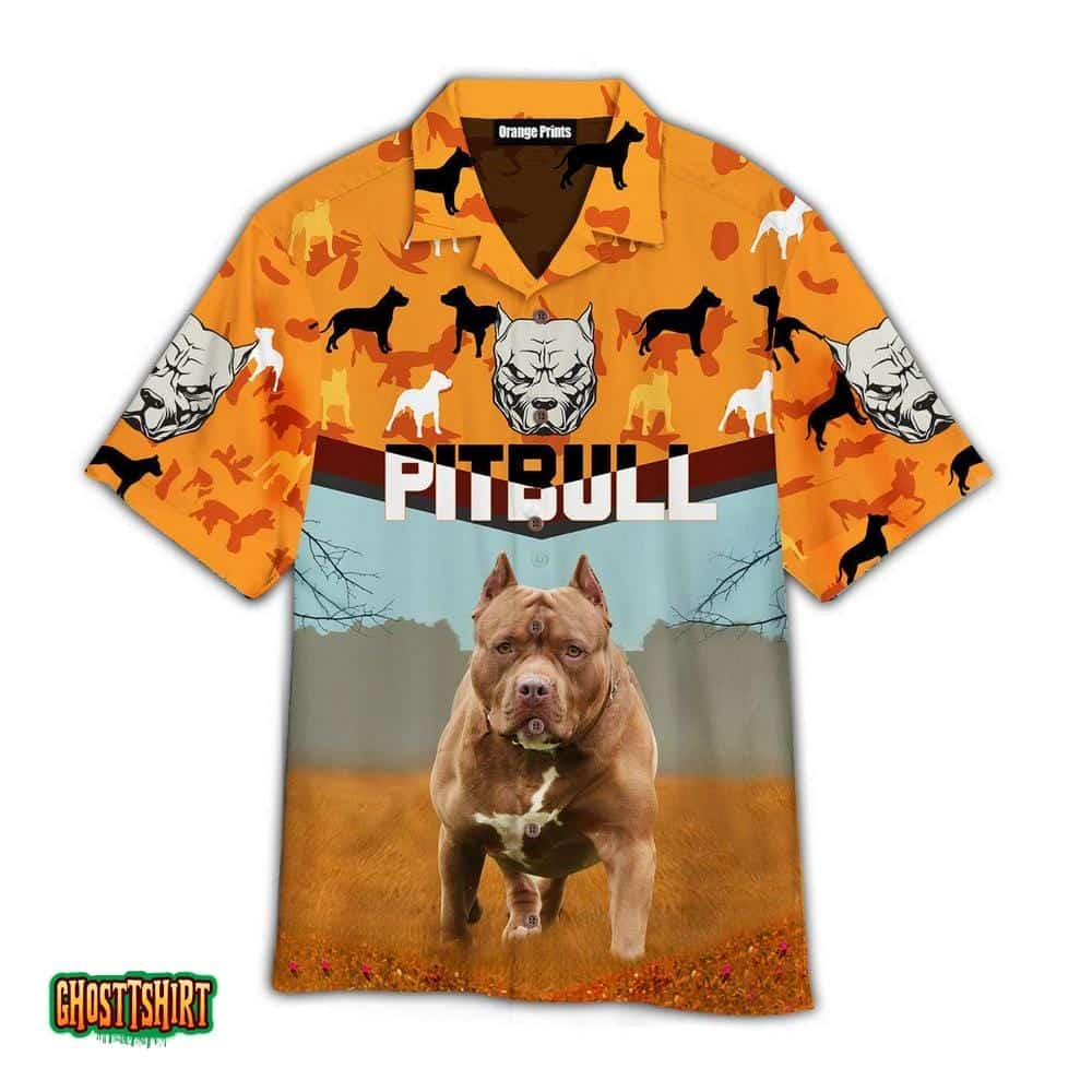 Pitbull Orange Aloha Hawaiian Shirt
