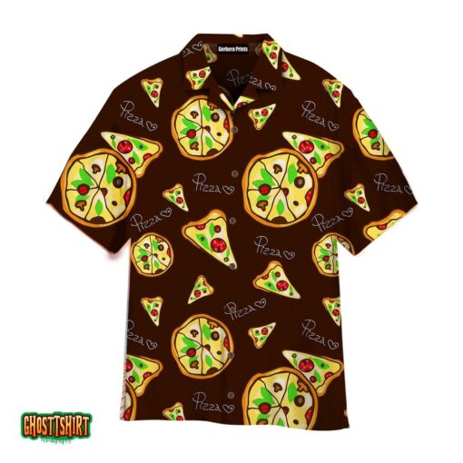Pizza Summer Pattern Brown Aloha Hawaiian Shirt