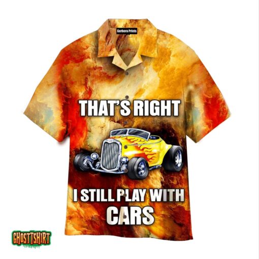 Play With Cars Hot Rod Orange Aloha Hawaiian Shirt
