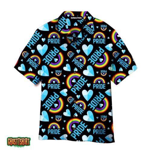 Pride Hearts LBGT Black And Blue Aloha Hawaiian Shirt