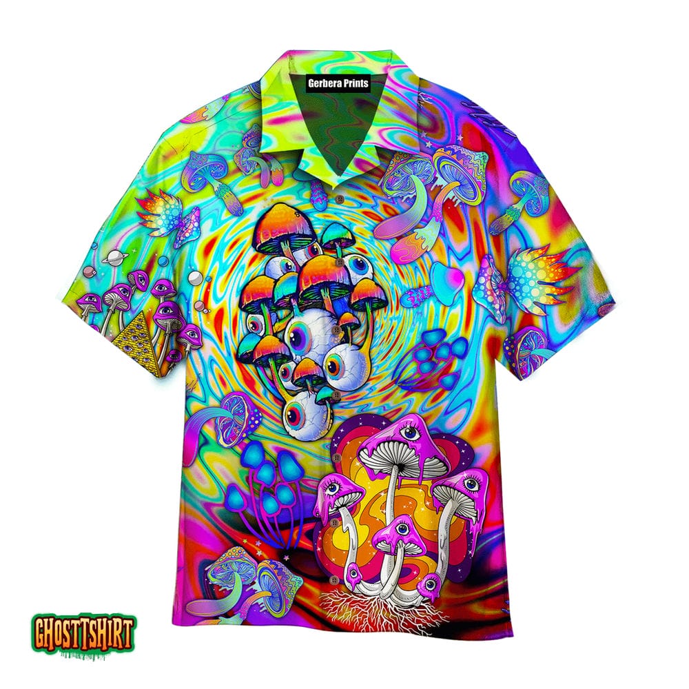 Psychedelic Art Magic Mushroom Trippy Hippie Aloha Hawaiian Shirt