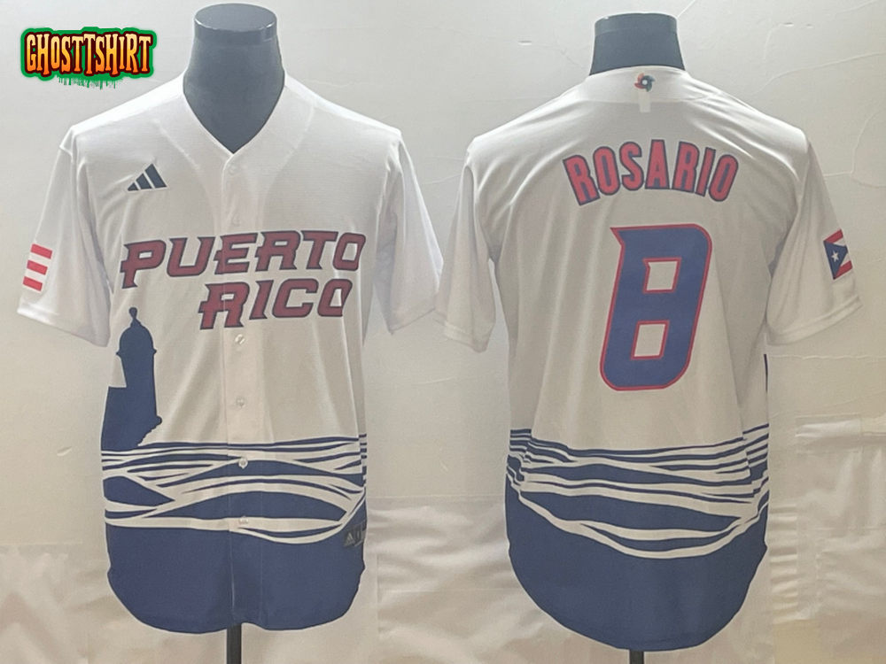 Eddie Rosario 8 Puerto Rico Baseball 2023 World Baseball Classic Jersey –  White