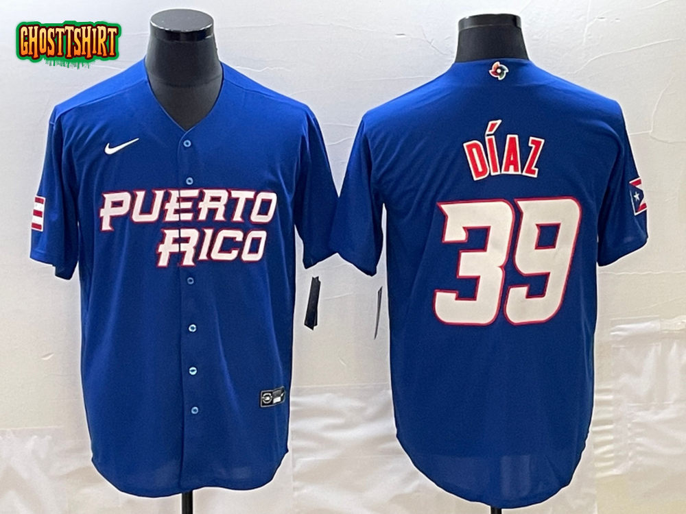 Puerto Rico Edwin Diaz Royal 2023 World Baseball Classic Jersey