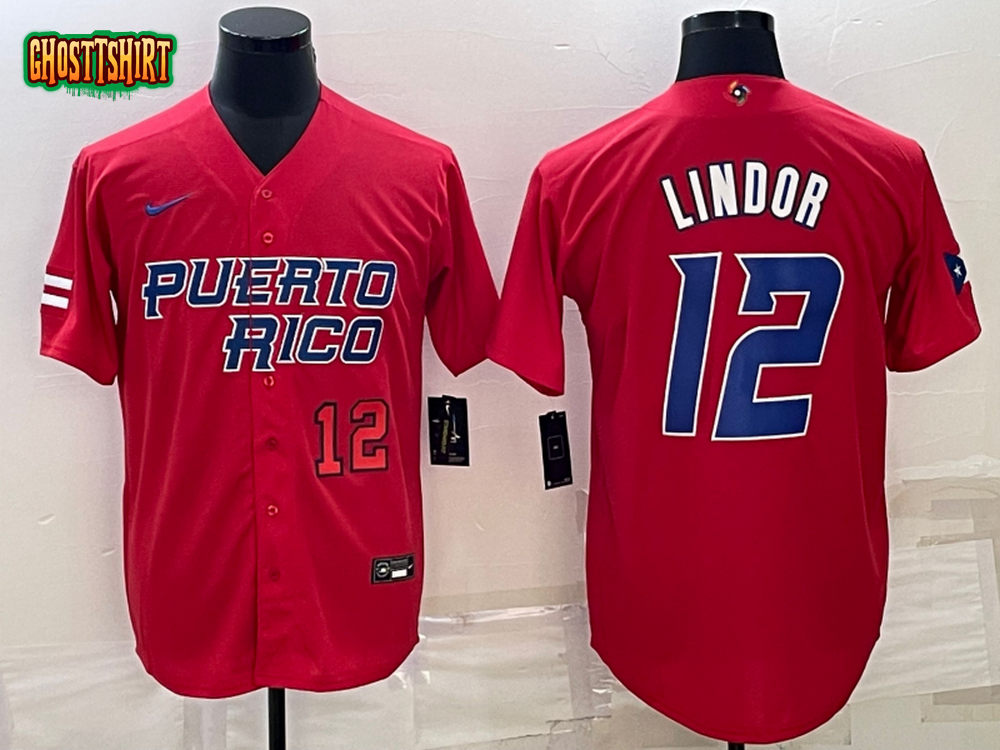 Puerto Rico Francisco Lindor Red Red 2023 World Baseball Classic Jersey