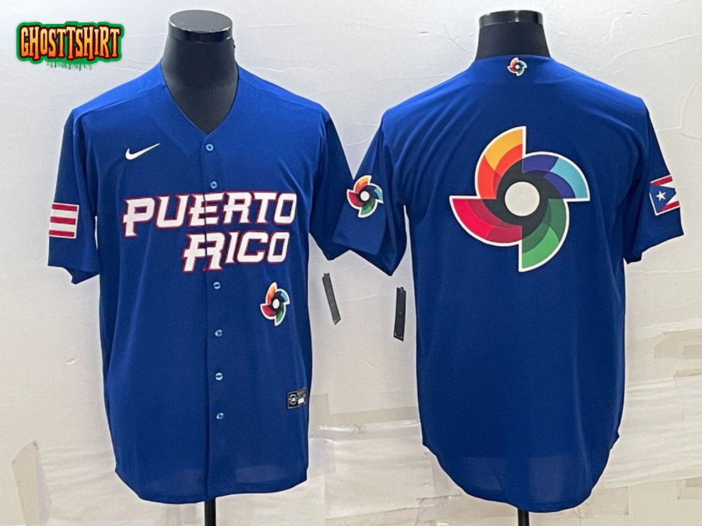 Puerto Rico Royal 2023 World Baseball Classic Jersey with Big Logo