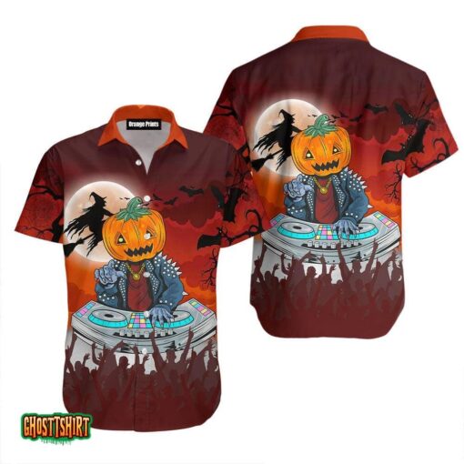 Pumpkin DJ Music Halloween Party Aloha Hawaiian Shirt