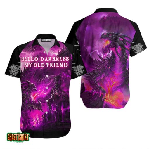 Purple Dragon Hello Darkness My Old Friend Aloha Hawaiian Shirt