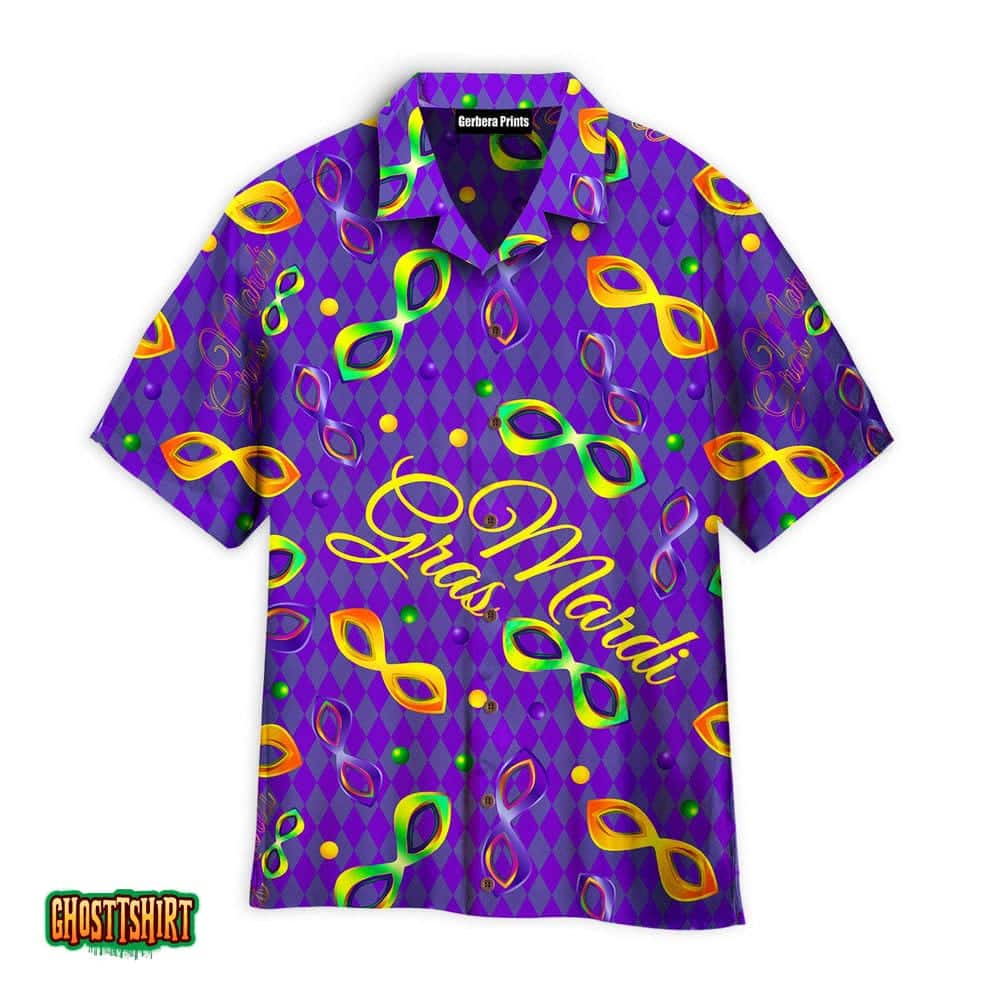 Purple Mardi Gras Pattern Aloha Hawaiian Shirt