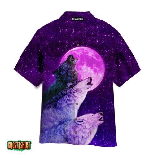 Purple Moon Wolf Dogs Aloha Hawaiian Shirt