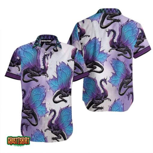 Purple Ombre Dragon Blue Aloha Hawaiian Shirt