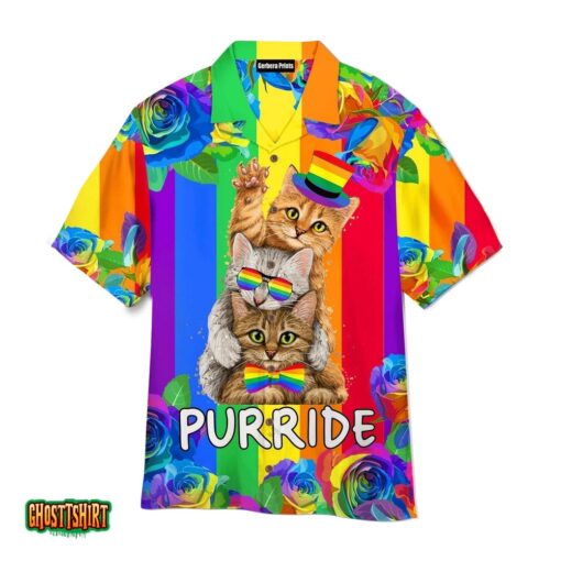 Purride Funny Cat Lovers LGBT Pride Awareness Aloha Hawaiian Shirt