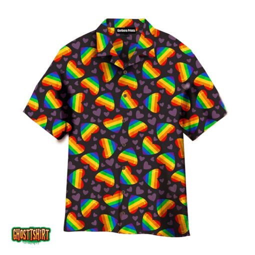Rainbow Heart LGBT Violet And Colorful Aloha Hawaiian Shirt