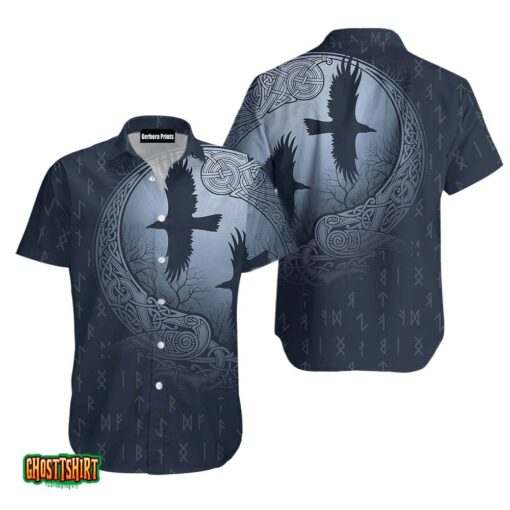 Raven And Odin’s Eye Blue Grey Aloha Hawaiian Shirt