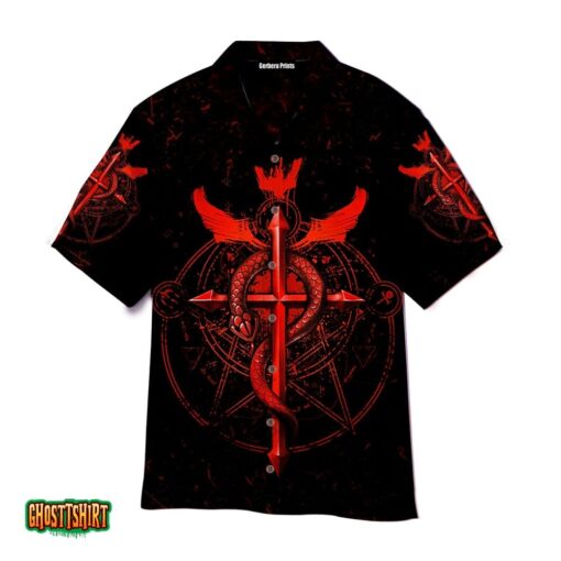 Red Alchemy In Dark Aloha Hawaiian Shirt