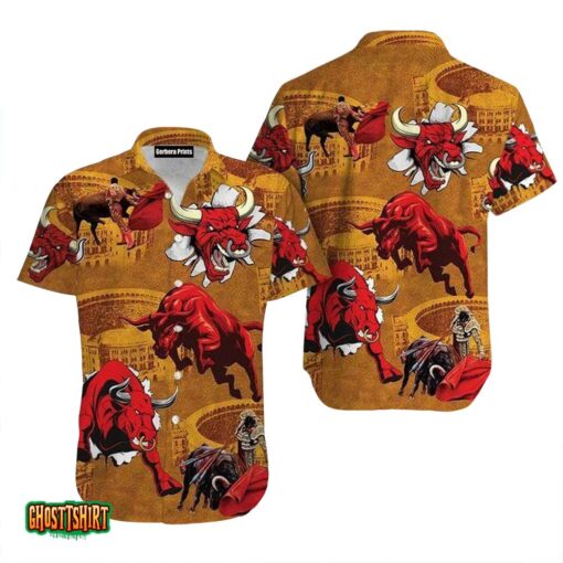 Red Bulls And Bullfighter Ancient Aloha Hawaiian Shirt