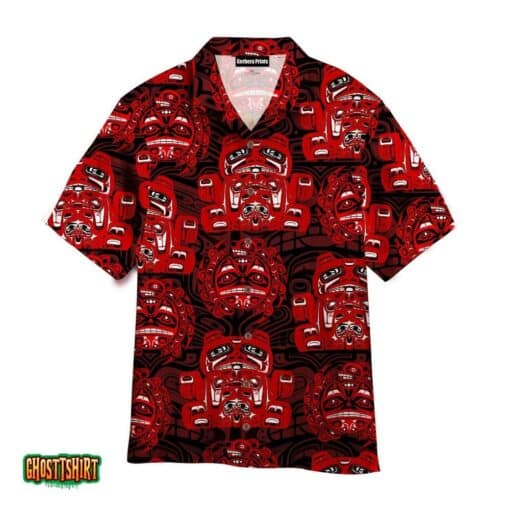 Red Grizzly Bear Myth Polynesia Pattern Hawaiian Shirt