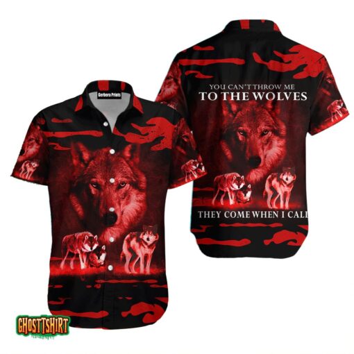 Red Wolf Dog You Can’t Throw Me Aloha Hawaiian Shirt