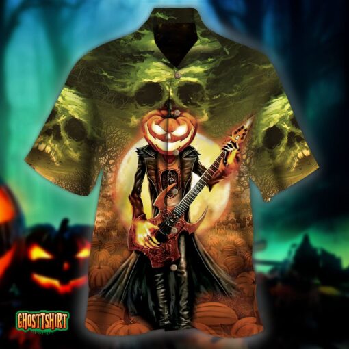 Rock And Roll Death Music Pumpkin Aloha Hawaiian Shirt