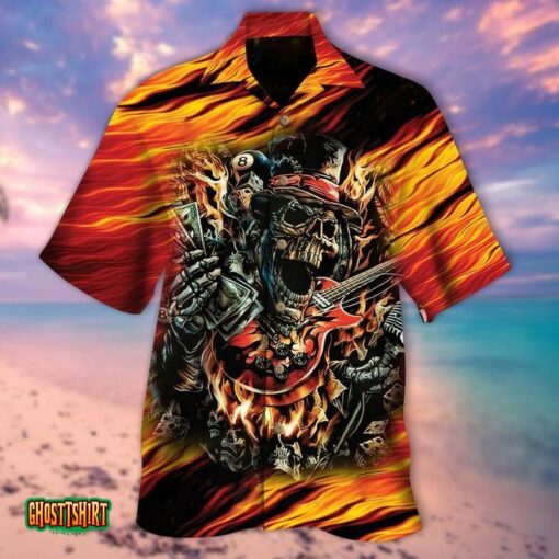 Rock And Roll Falme Skull Pattern Aloha Hawaiian Shirt
