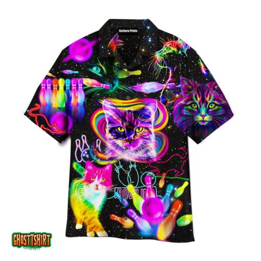Rolling With My Homies Cats Bowling Rainbow Aloha Hawaiian Shirt