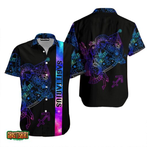 Sagittarius Black Aloha Hawaiian Shirt