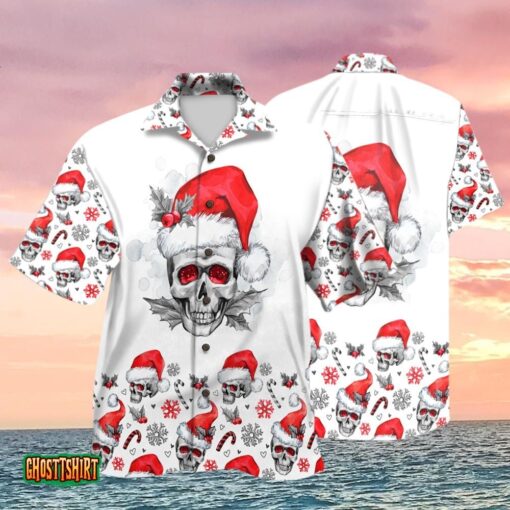 Santa Skull Christmas Pattern Aloha Hawaiian Shirt