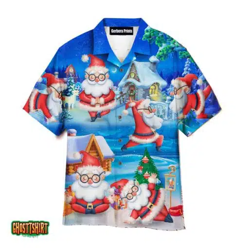Santa Yoga Relax Merry Christmas Aloha Hawaiian Shirt