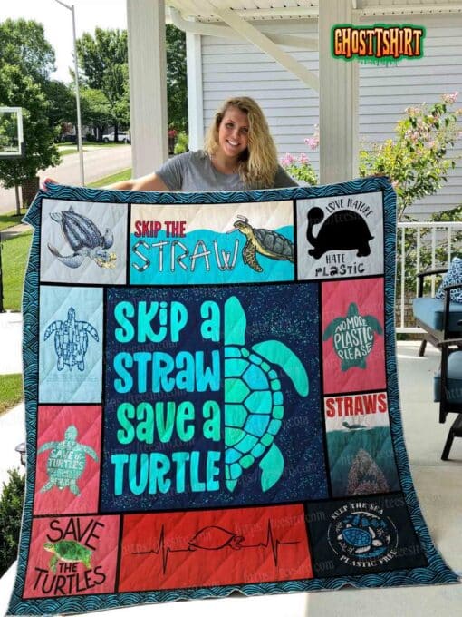 Save Turtles Quilt Blanket