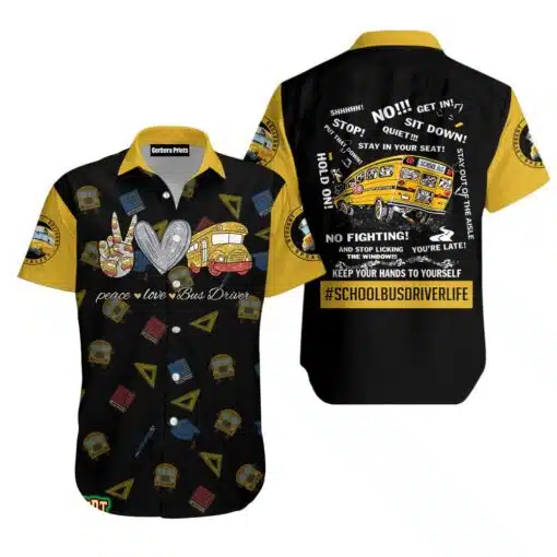 School Bus Driver Life Black Aloha Hawaiian Shirt