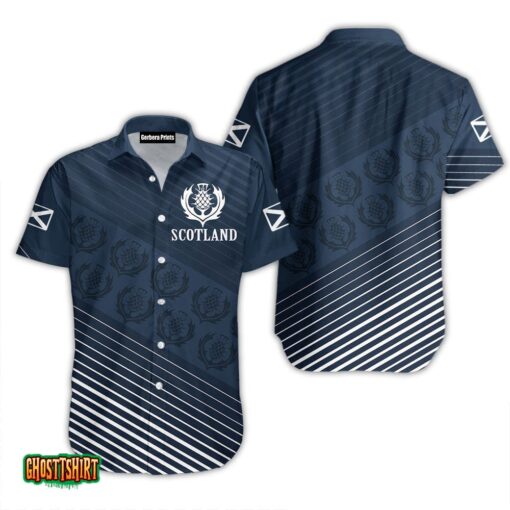 Scotland Pride – FLag & Thistle Tartan St Patrick’s Day Aloha Hawaiian Shirt