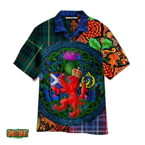 Scotland Rampant Lion With Thistle St. Patrick’s Day Aloha Hawaiian Shirt
