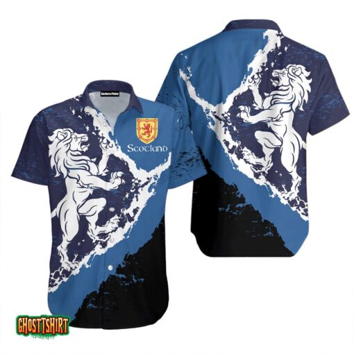 Scottish Lion Blue Aloha Hawaiian Shirt