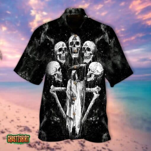 Scythe of Death Skull Black Aloha Hawaiian Shirt