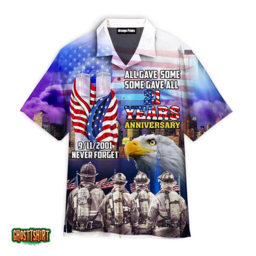 September 11th Firefighter Never Forget All Gave Some Some Gave All Blue Aloha Hawaiian Shirt
