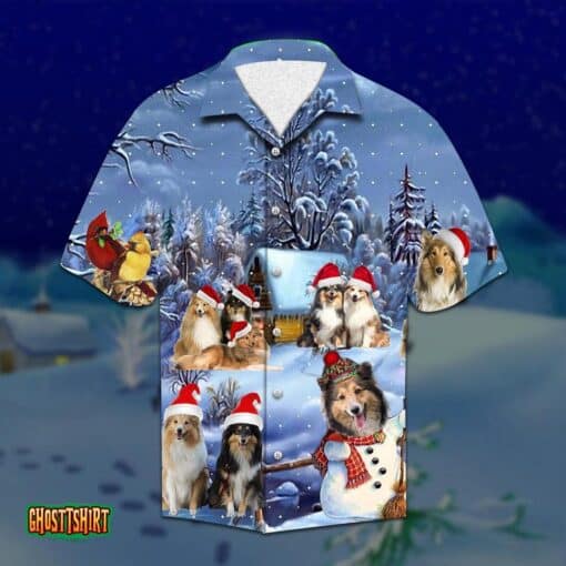 Shelties Christmas Snow White Aloha Hawaiian Shirt