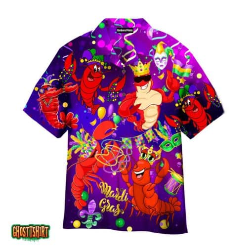Shrimp Mardi Gras Funny Crawfish Red And Violet Aloha Hawaiian Shirt