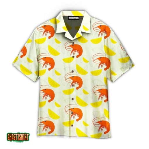 Shrimp On Yellow Lemon Slices Aloha Hawaiian Shirt