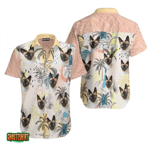 Siamese Cat White Aloha Hawaiian Shirt