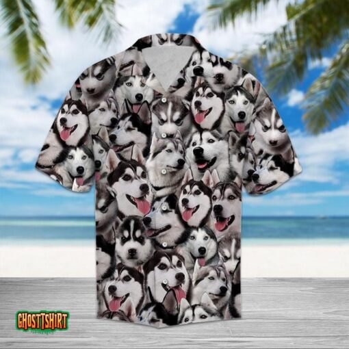 Siberian Husky Aloha Hawaiian Shirt