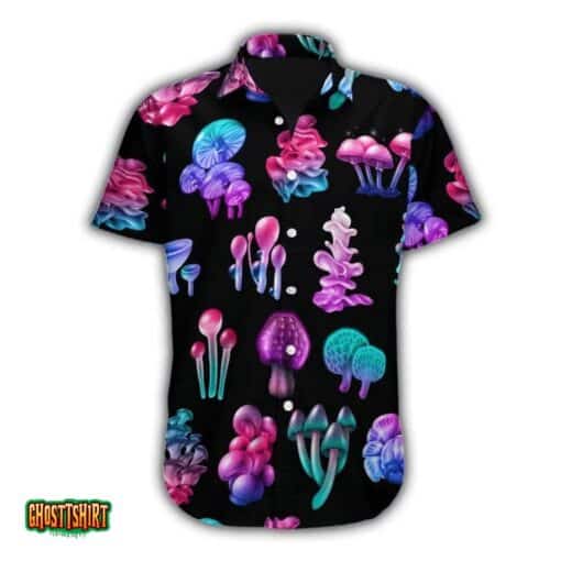 Simple Mushroom Black Aloha Hawaiian Shirt