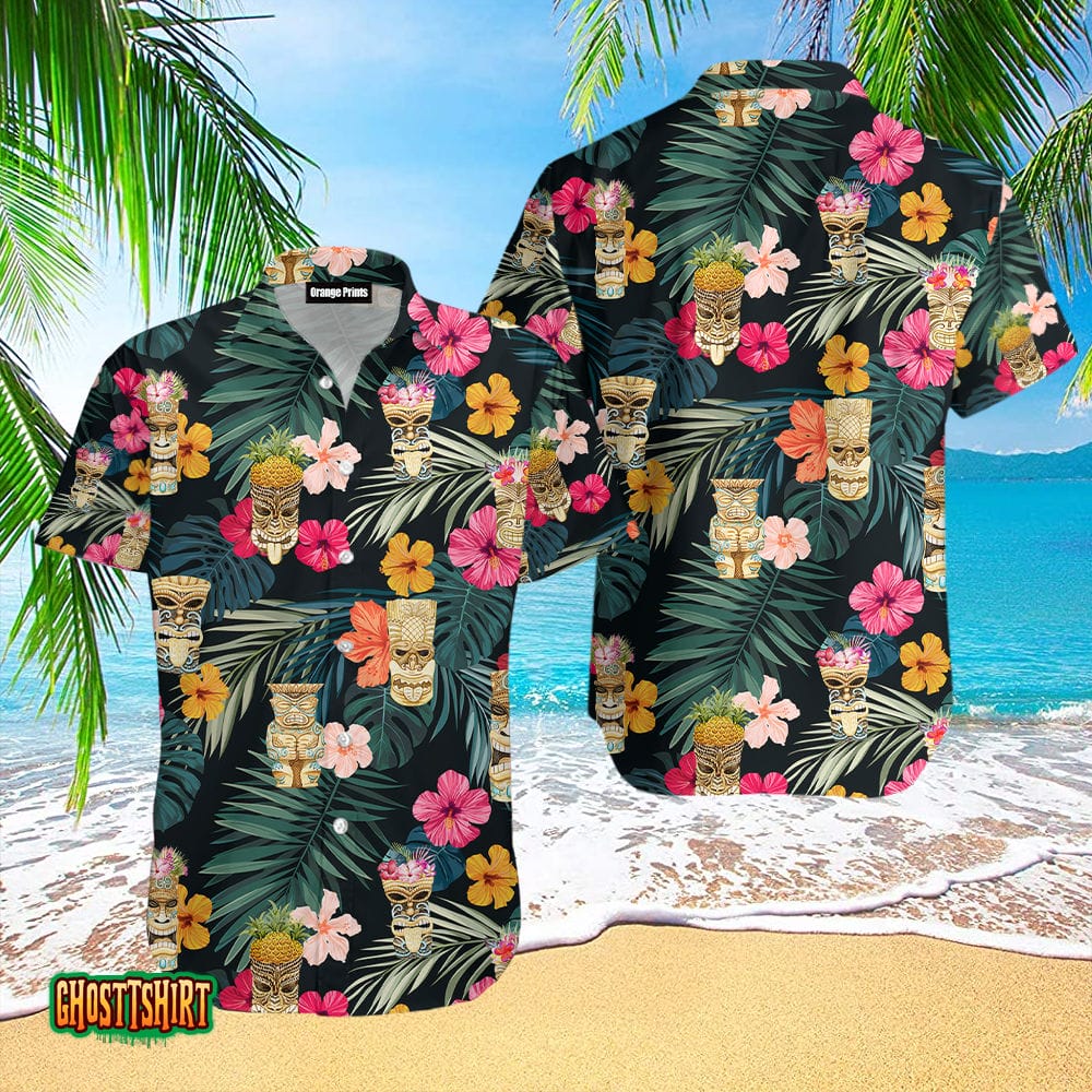 Simple Tiki Summer Vibe Tropical Aloha Hawaiian Shirt