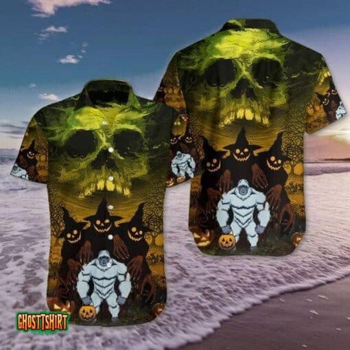 Skull Bigfoot Halloween Aloha Hawaiian Shirt
