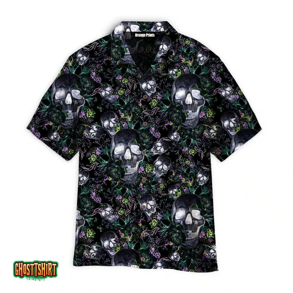 Skull Florals Halloween Style Pattern Aloha Hawaiian Shirt