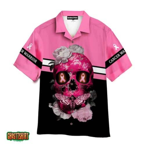 Skull Flower Breast Cancer Awareness Pink And Black Aloha Hawaiian Shirt