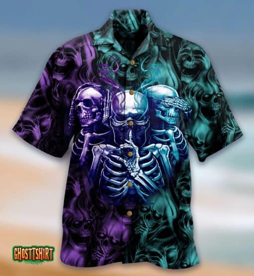 Skull Neither Hear Nor See Aloha Hawaiian Shirt