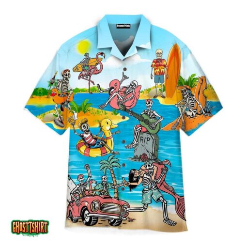 Skull On The Beach Funny Aloha Hawaiian Shirt