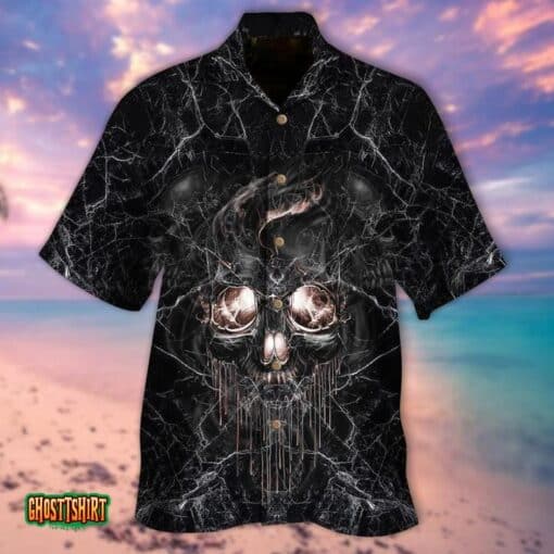 Skull Pattern Black Aloha Hawaiian Shirt